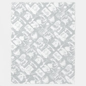 Retro Grey of enige kleur & White Telephone Patter Fleece Deken (Voorkant)
