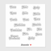 Retro Grey Toiletry Labels (Vel)