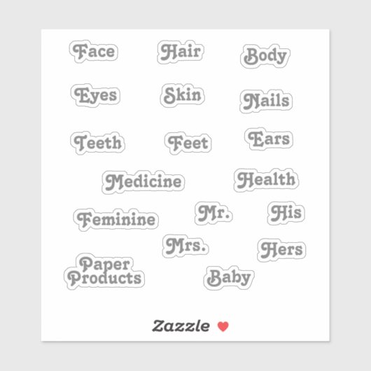 Retro Grey Toiletry Labels (Vel)