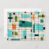 Retro Grid en Starbursts Post Card Briefkaart (Voorkant / Achterkant)