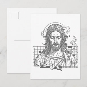 Retro Grid Jezus Koning der Koningen Openbaring 19 Briefkaart
