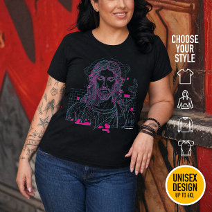 Retro Grid Jezus Koning der Koningen Openbaring 19 Grote Maat T-shirt