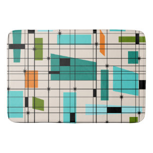 Retro Grid & Starbursts Bath Mat