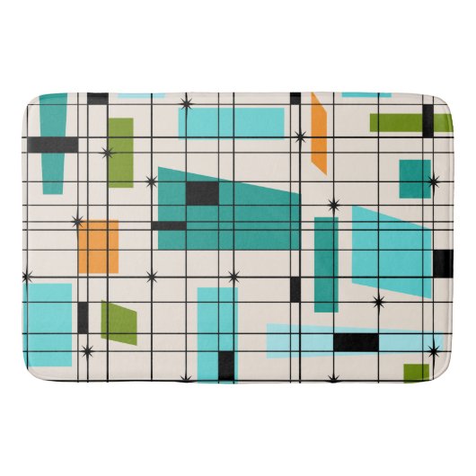 Retro Grid & Starbursts Bath Mat (Voorkant)