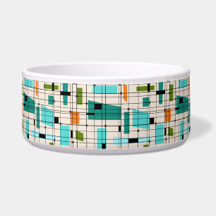 Retro Grid & Starbursts Dog Bowl Voerbakje