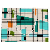 Retro Grid & Starbursts Gift Bag Large Cadeauzakje (Achterkant)