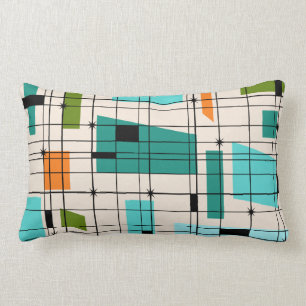 Retro Grid & Starbursts Lumbar Pillow Kussen