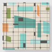Retro Grid & Starbursts Marble Onderzetter (Voorkant)