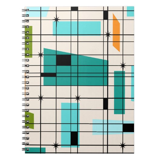 Retro Grid & Starbursts notebook Notitieboek (Voorkant)