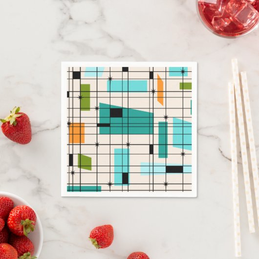 Retro Grid & Starbursts Papieren servetten (Insitu)