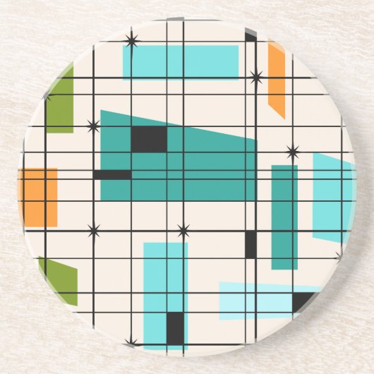 Retro Grid & Starbursts Sandstone-Onderzetter Zandsteen Onderzetter (Voorkant)