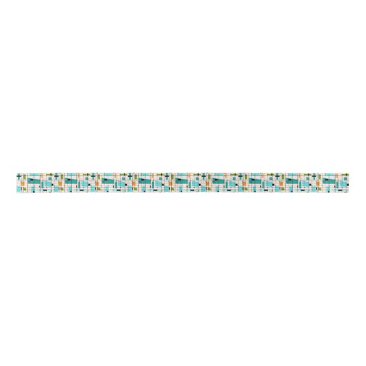 Retro Grid & Starbursts Satin Ribbon Lint (Voorkant)