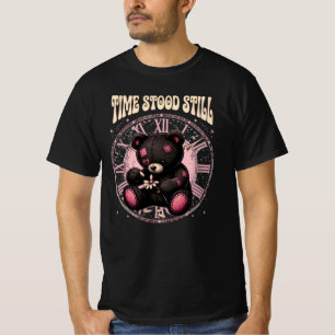Retro Griezelen Cute Teddybeer Vintage Klok Grafis T-shirt
