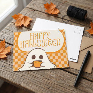 Retro Griezelig Knuffel Geest Halloween Briefkaart