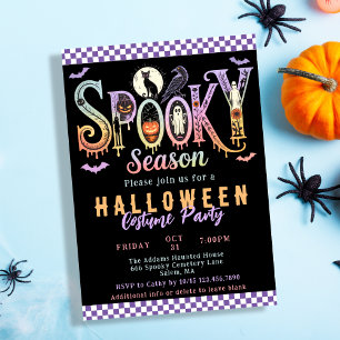 Retro griezelig seizoen pastel Halloween kostuumfe Kaart
