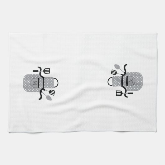 Retro grijs Schort Theedoek (Horizontaal)