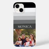 Retro grijs zwart gestreept foto monogram Case-Mate iPhone case (Achterkant)