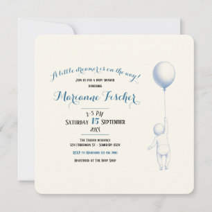 Retro Griljige Ballon Baby Shower Uitnodiging