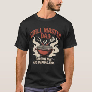 Retro Grill Master Dad Embleem Grappige BBQ T-shirt