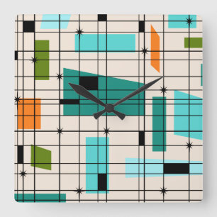 Rétro grille et horloge murale d'acrylique de