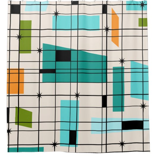 Rétro grille et rideau en douche de Starbursts (Devant)