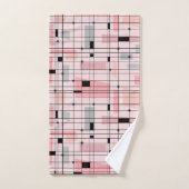 Rétro grille rose et ensemble de serviette de (Serviette à main)
