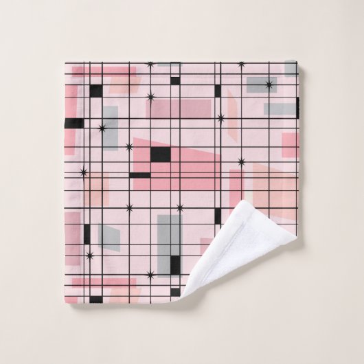 Rétro grille rose et ensemble de serviette de (Gant de toilette)