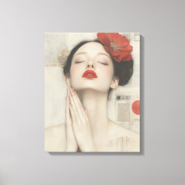 Retro grillige dame uitgerekt canvas Print