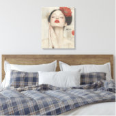 Retro grillige dame uitgerekt canvas Print (Insitu (Slaapkamer))