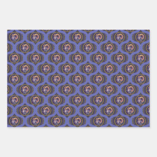 Retro grillige Ram Astrologie Mandala Patroon Inpakpapier Vel (Voorkant 3)