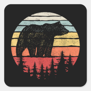  Retro Grizzly Beer Vierkante Sticker