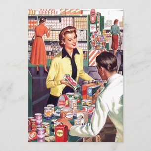 Retro Grocery Check Pantry Party Stock Kitchen Kaart