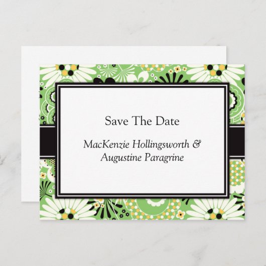 Retro Groen Bruin Geel Bewaar de datum Aankondigingskaart (Voorkant / Achterkant)