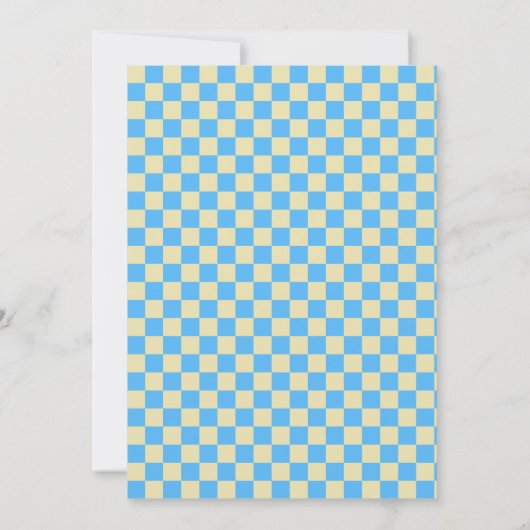 Retro groen en blauw Checkerboard bruiloft Kaart (Achterkant)