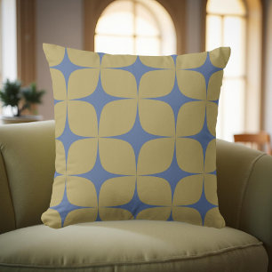 Retro groen en blauw midden eeuw moderne geometris kussen