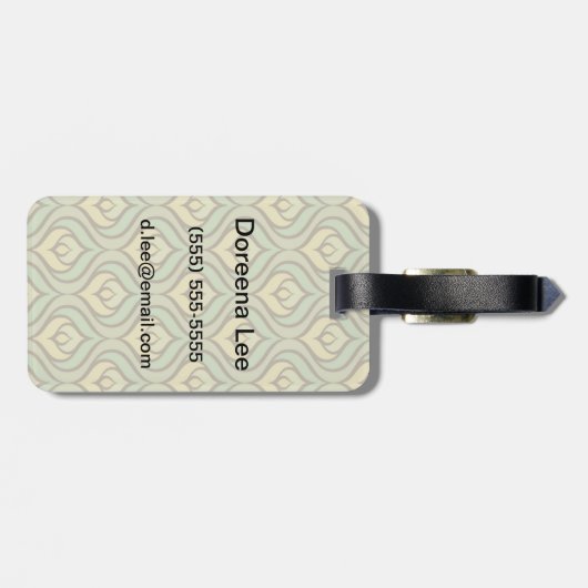 Retro groen en geel patroon bagagelabel (Achterkant horizontaal)