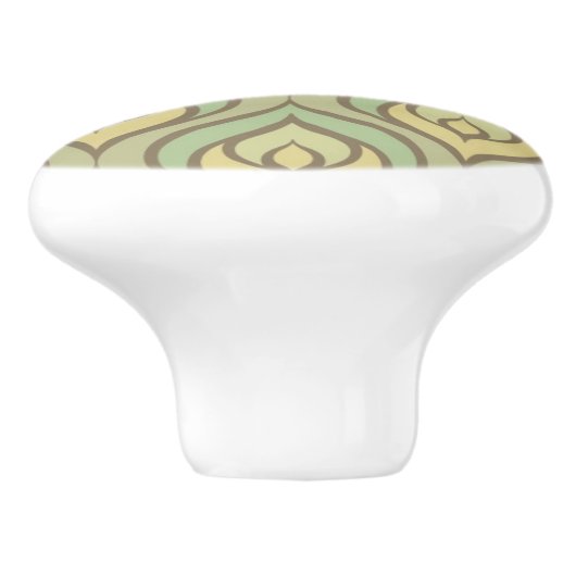 Retro  groen en geel patroon keramische knop (Zijkant)