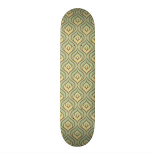 Retro groen en geel patroon skateboard