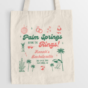 Retro Groen en Roze Palm Spring Bachelorette Tote Bag