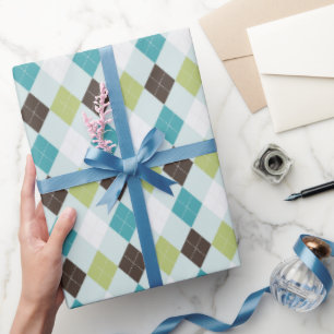 Retro groen en turkoois argylepatroon cadeaupapier