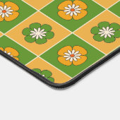 Retro Groen Geel Groovy Bloem Script Naam Bureaumat (Hoek)