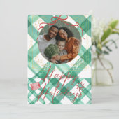 Retro groen geruit feestdagenkaart (Staand voorkant)