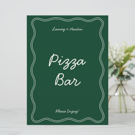 Retro Groen Handschrift Pizza Bar Tafelblad Teken Kaart (Staand voorkant)