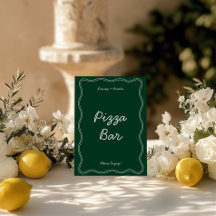 Retro Groen Handschrift Pizza Bar Tafelblad Teken
