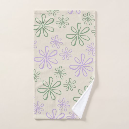 Retro Groen Paarse Kleine Bloempatroon Bad Handdoek (Handdoek)