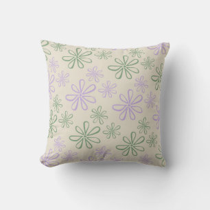 Retro Groen Paarse Kleine Bloempatroon Kussen