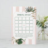 Retro groen roze palm vrijgezellenfeest bingogame (Staand voorkant)