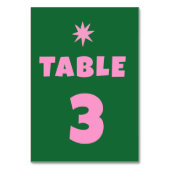 Retro groen roze Vet Bruiloft Tafel Nummer Kaart (Voorkant)