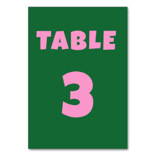 Retro groen roze Vet Bruiloft Tafel Nummer Kaart