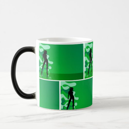 Retro groen silhouet – vet en elegant design magische mok (Links)